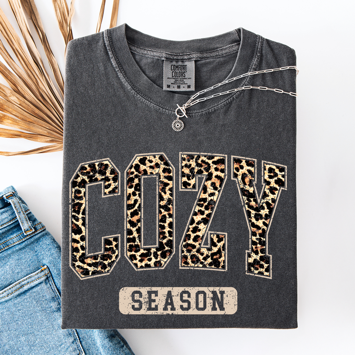 Cozy Season Leopard Comfort Colors Tee