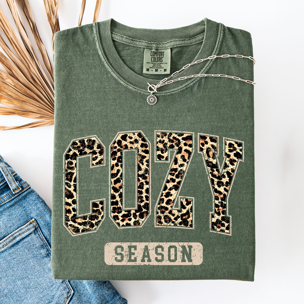 Cozy Season Leopard Comfort Colors Tee