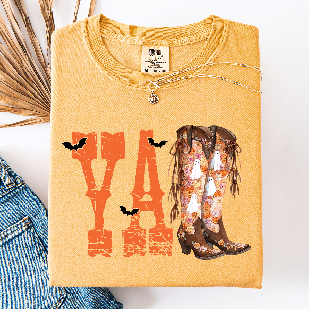 Halloween Cowboy Boots Comfort Colors Tee