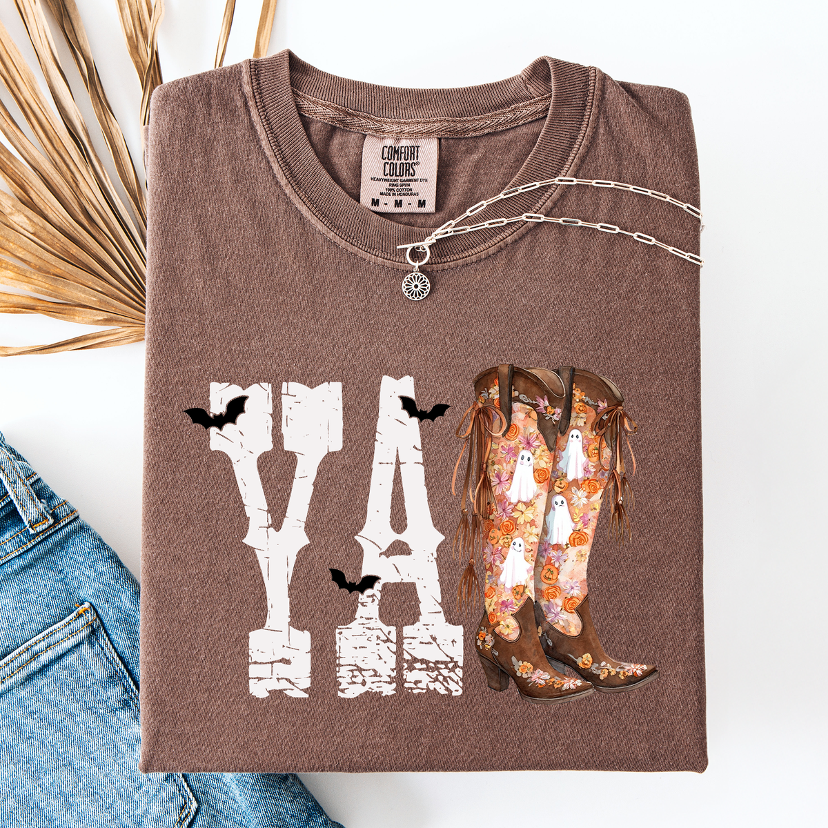 Halloween Cowboy Boots Comfort Colors Tee