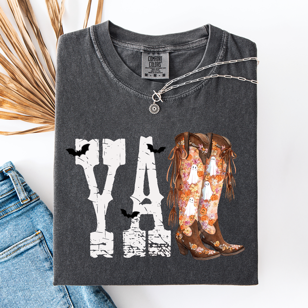 Halloween Cowboy Boots Comfort Colors Tee