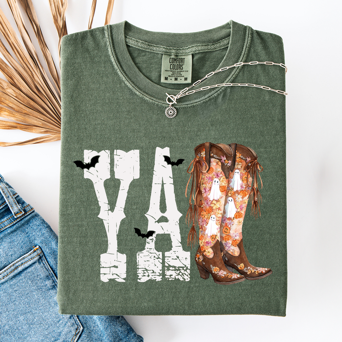 Halloween Cowboy Boots Comfort Colors Tee