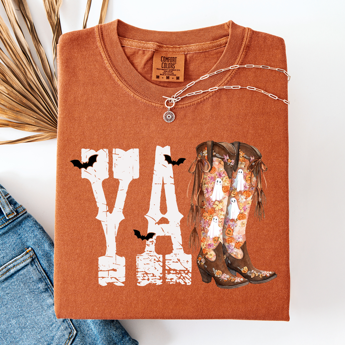 Halloween Cowboy Boots Comfort Colors Tee